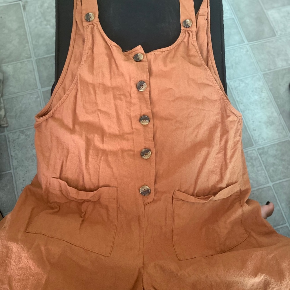 Mustard button up romper